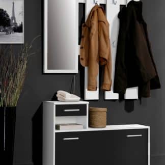 Předsíňová stěna FOX, bílý mat/černý mat