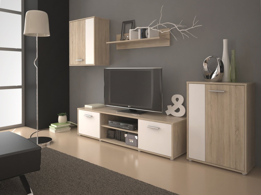 Obývací stěna Zuzana 2, dub sonoma/bílá