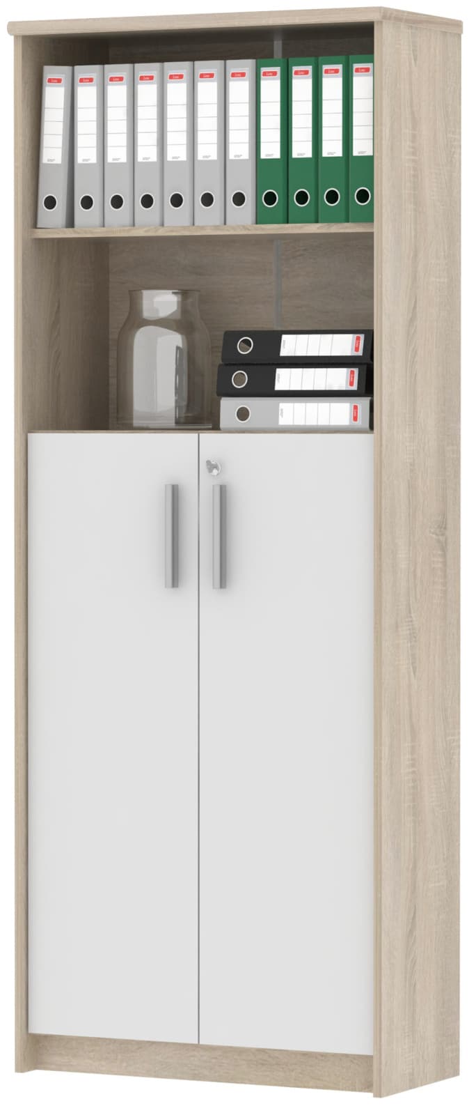 Uzamykatelná skříň JH053, dub sonoma/bílá