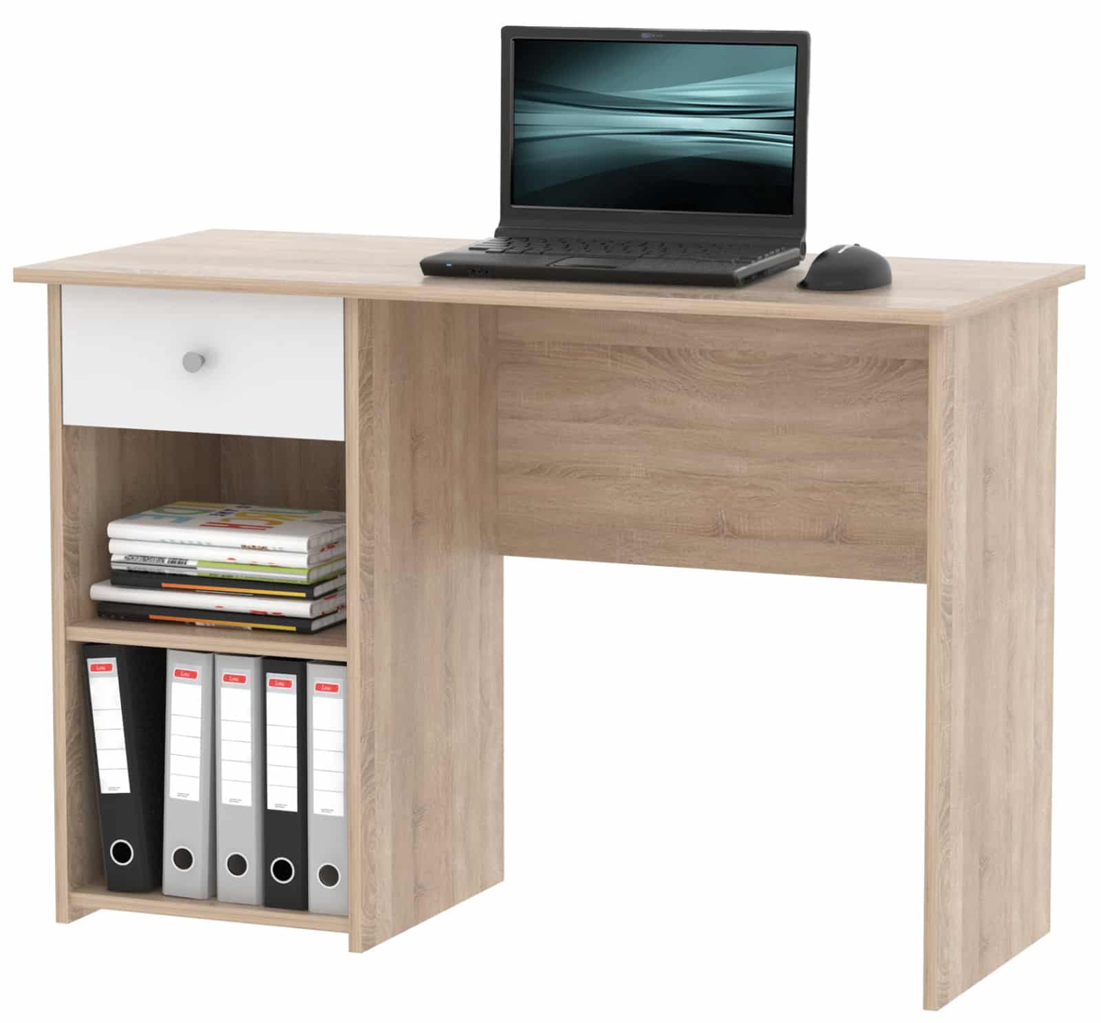 Praktický psací stůl se zásuvkou KURT, dub sonoma/bílá
