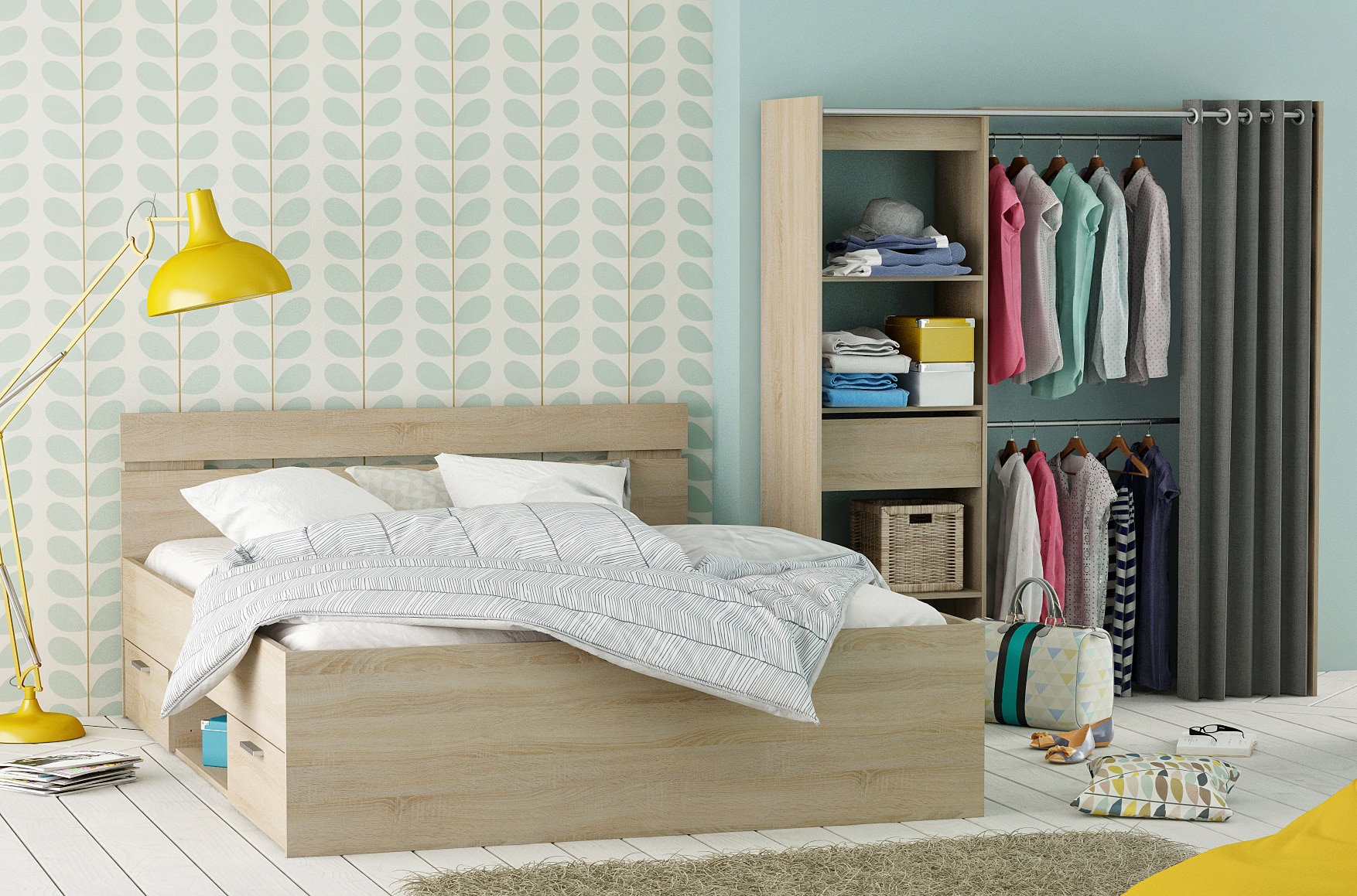 MICHIGAN, postel 140x200 cm, dub sonoma