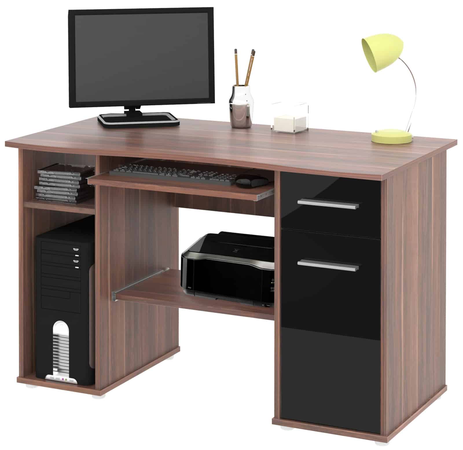 Kancelářský PC stůl SAMUEL, švestka/černý lesk