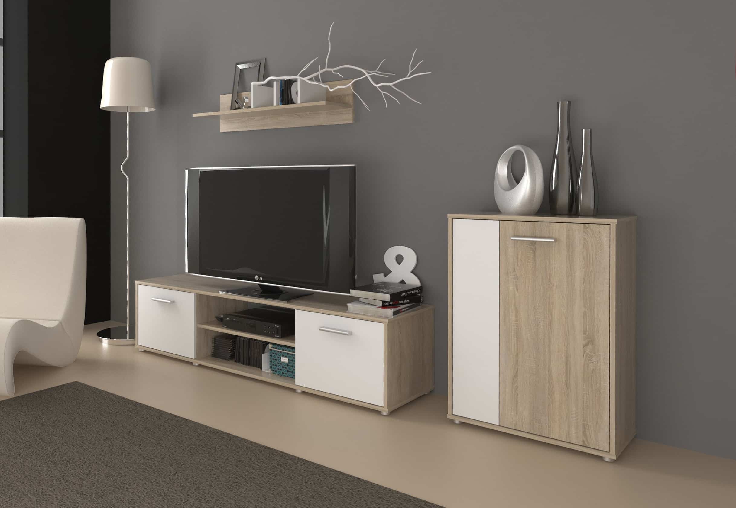 Obývací stěna Zuzana 3, dub sonoma/bílá