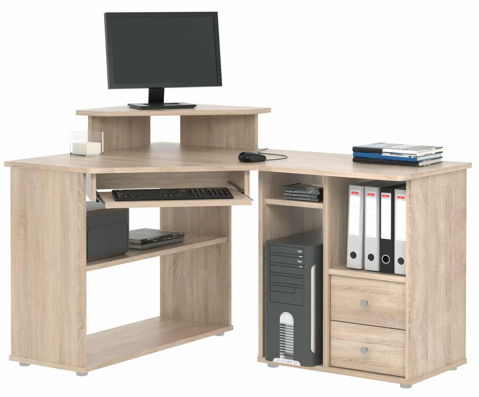 Rohový PC stůl THEODOR, dub sonoma