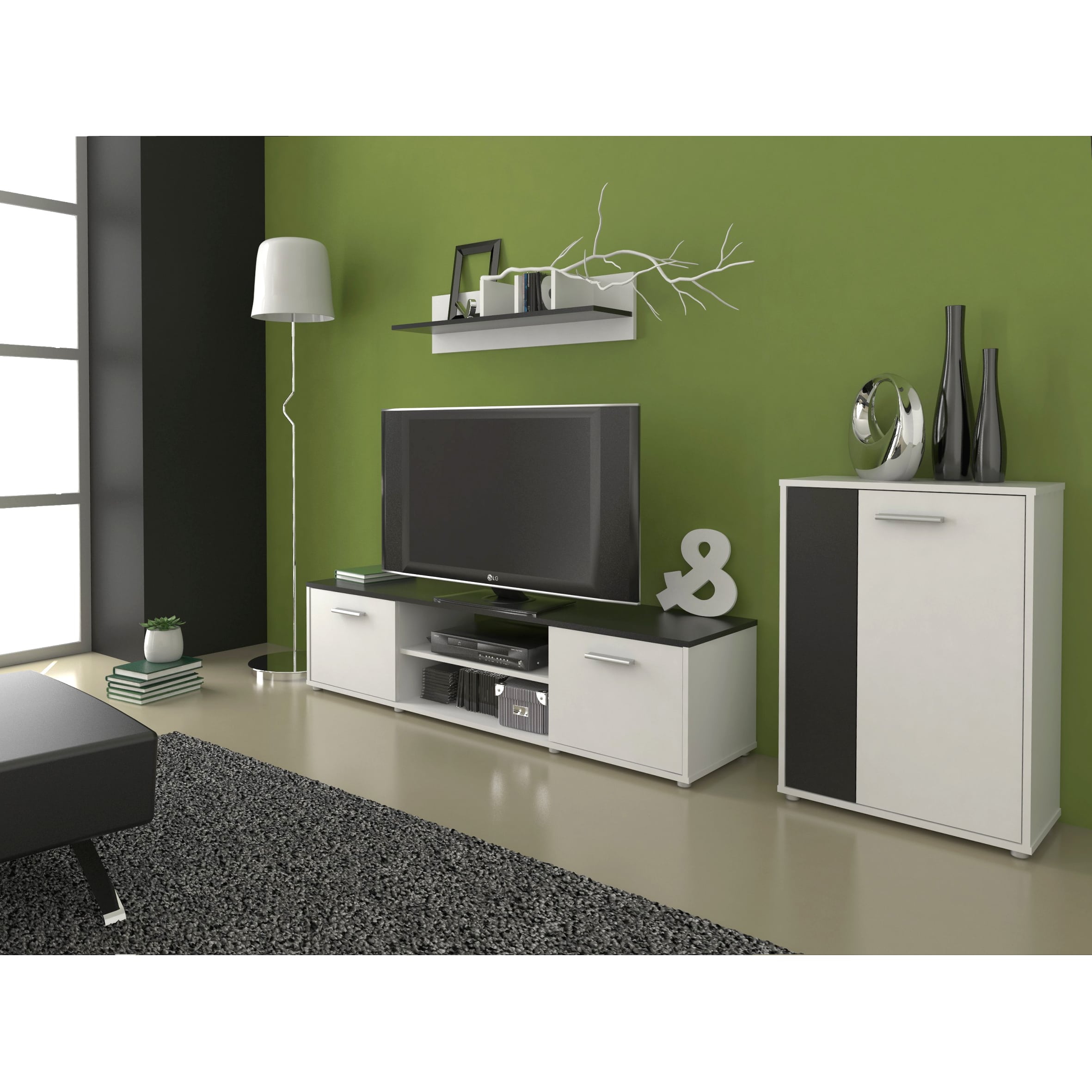 Obývací stěna Zuzana 3, černá/bílá