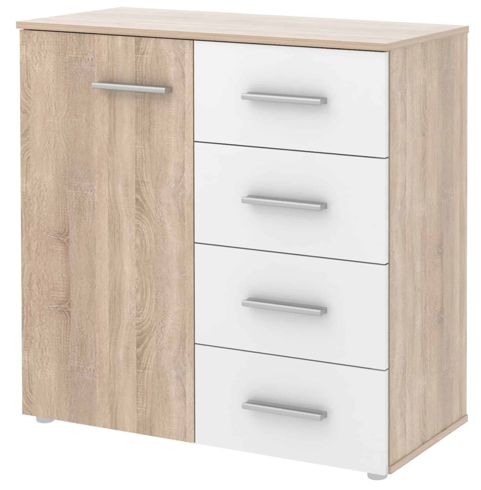 Komoda ALVA 02, dub sonoma/bílá