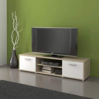 Televizní stolek ZU01, dub sonoma/bílá