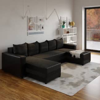 Rohová sedačka FUGAZI, černá/černá ekokůže