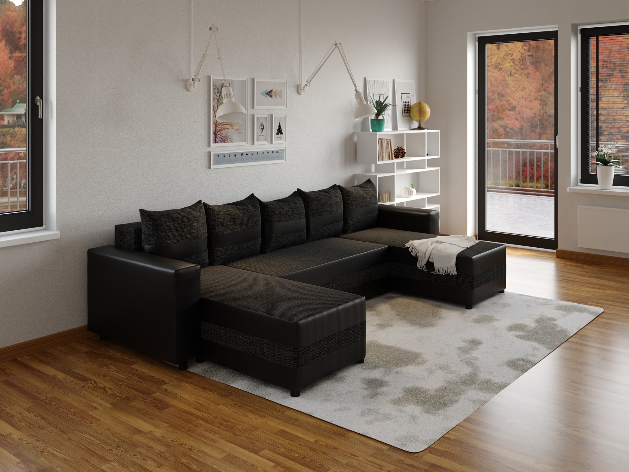 Rohová sedačka FUGAZI, černá/černá ekokůže