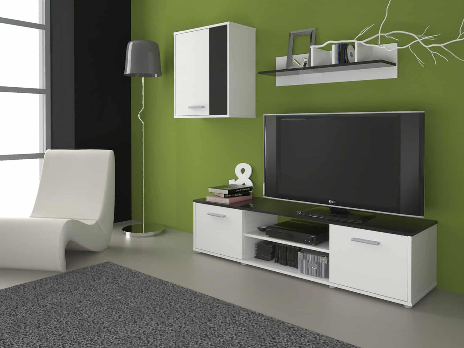 Obývací stěna Zuzana 1, černá/bílá