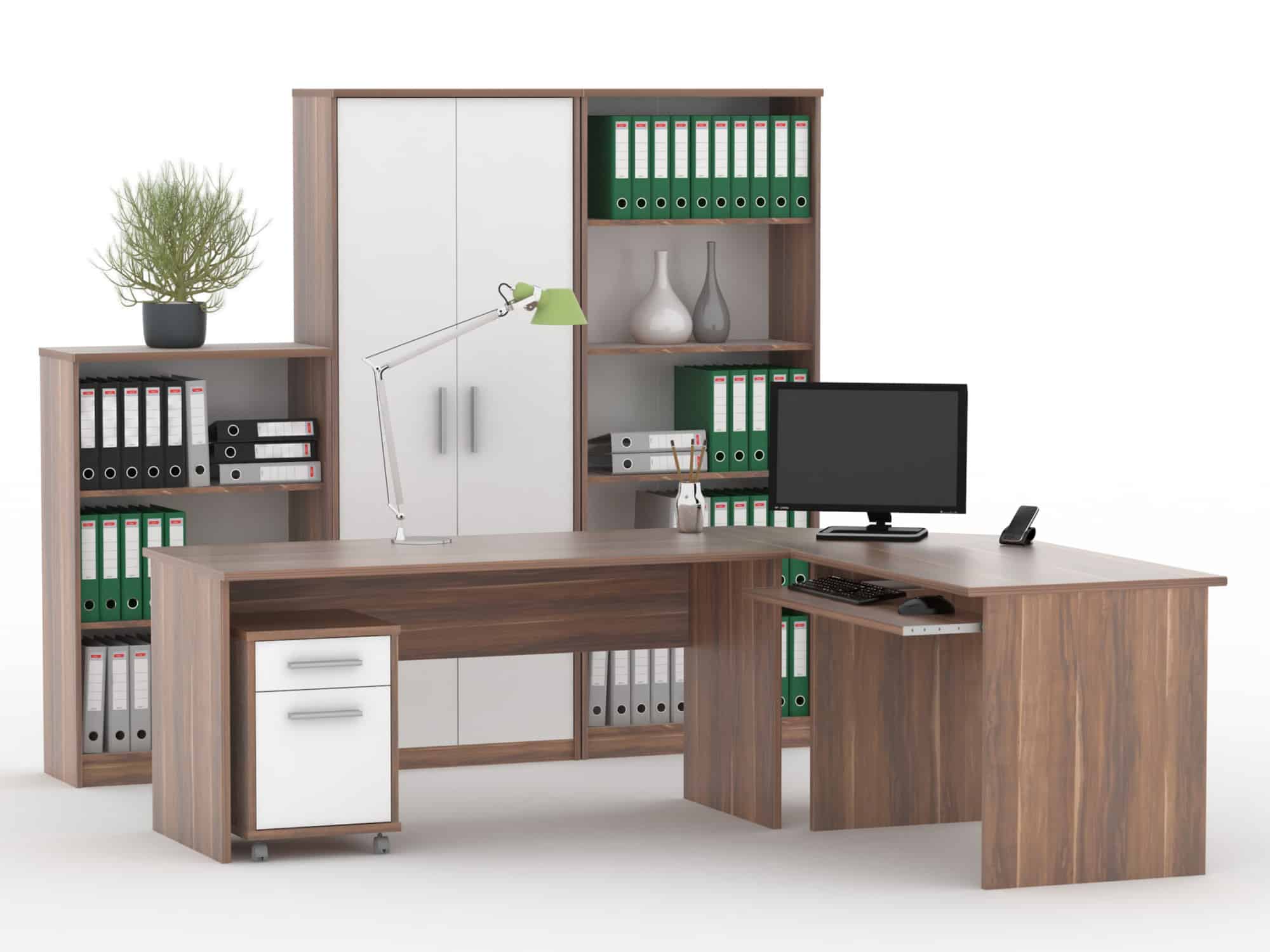 Kancelářská sestava JOHAN, švestka/bílá