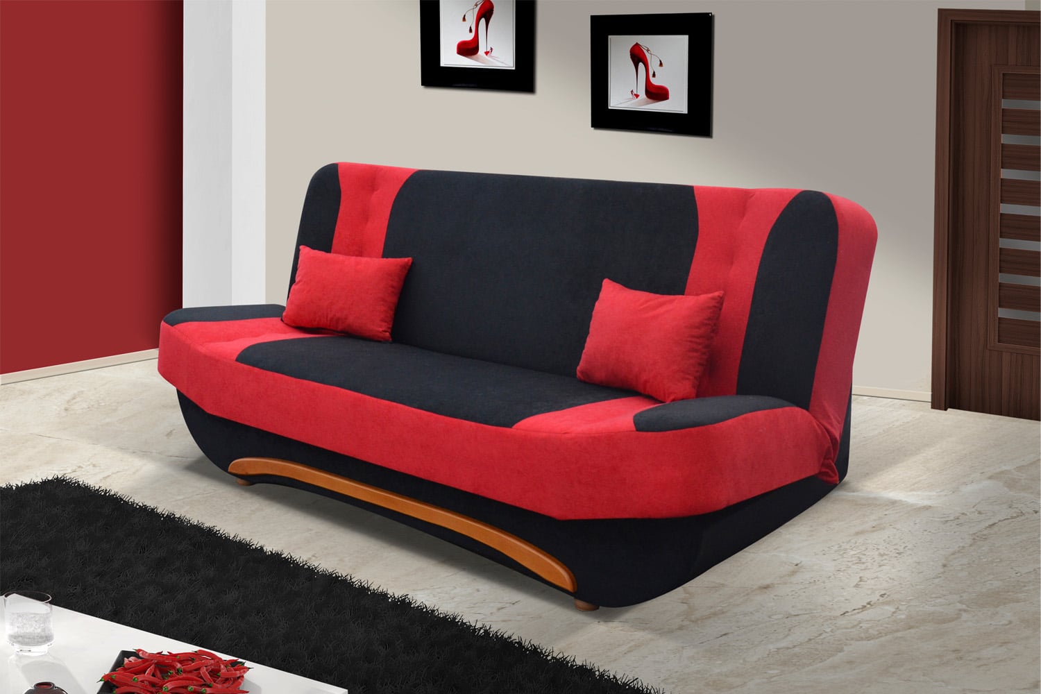 Pohovka EVA II, černá látka/červená látka