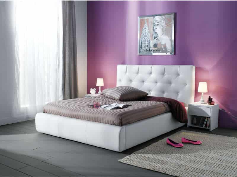 JASMINE, postel 140x200, bílá ekokůže