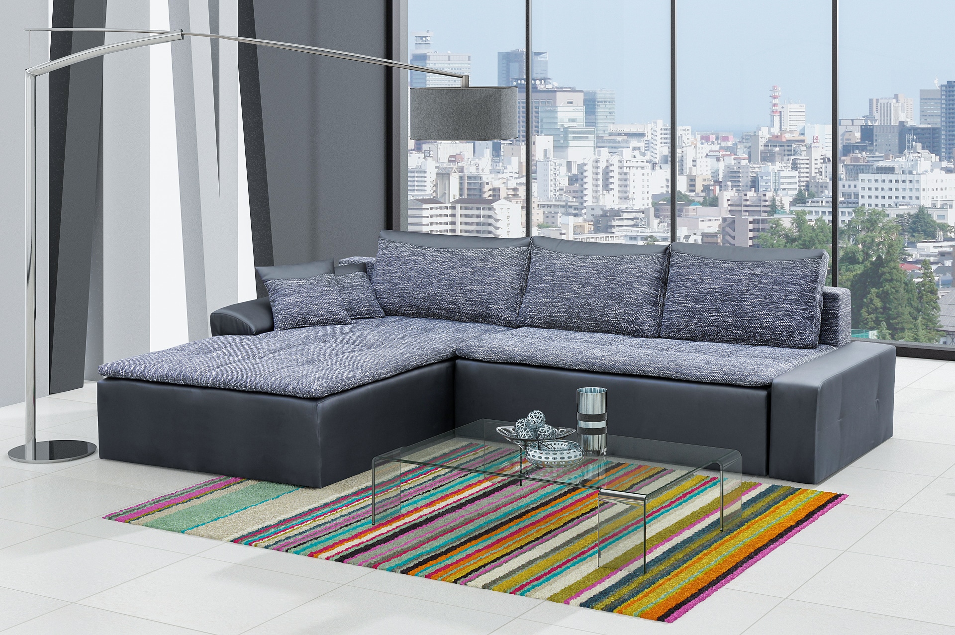 Rohová sedačka MAXIMO, univerzální, černá