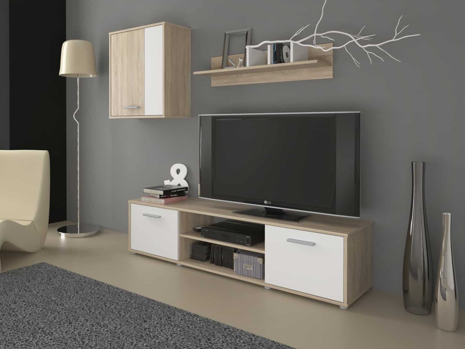 Obývací stěna Zuzana 1, dub sonoma/bílá