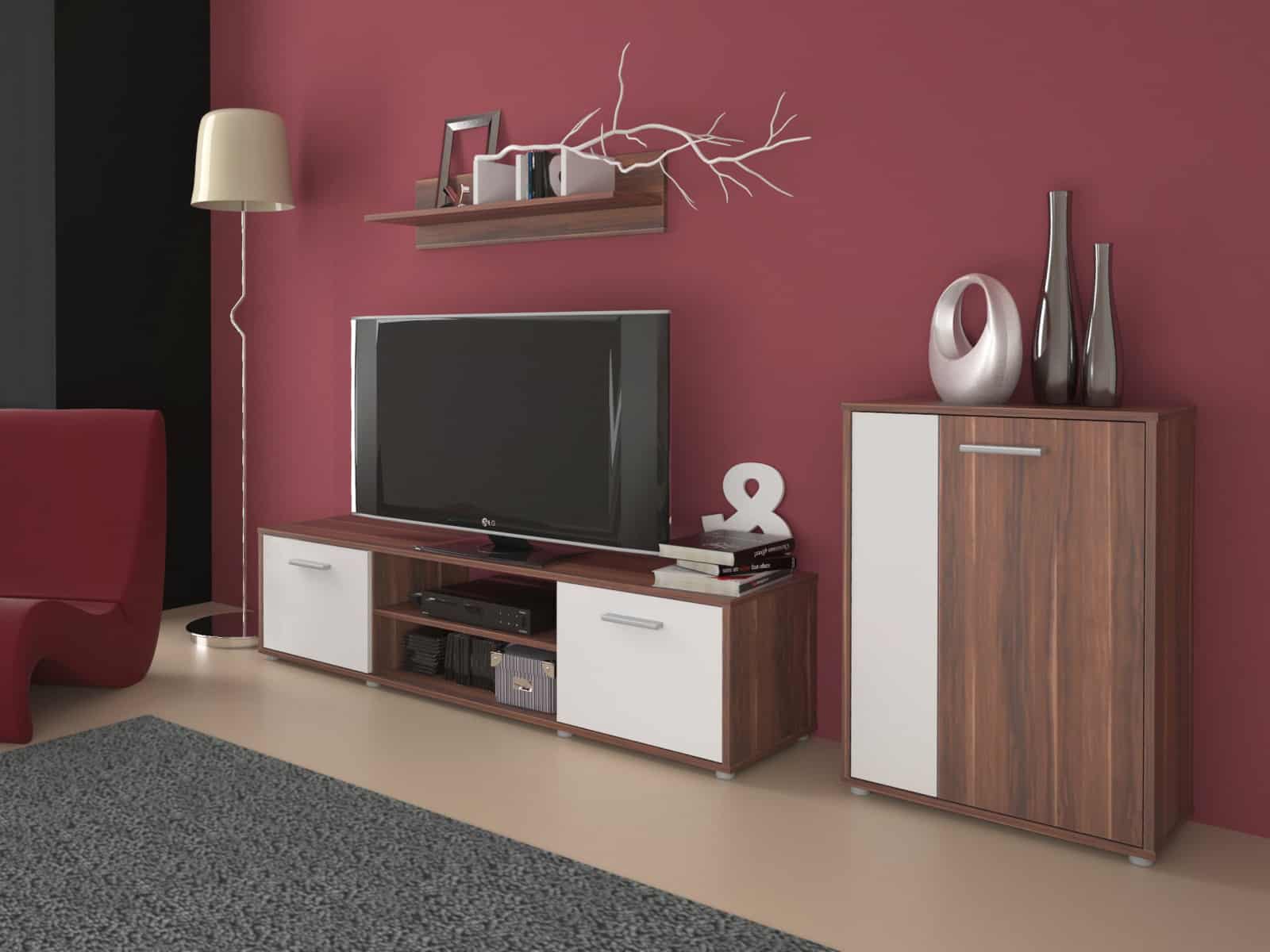 Obývací stěna Zuzana 3, švestka/bílá