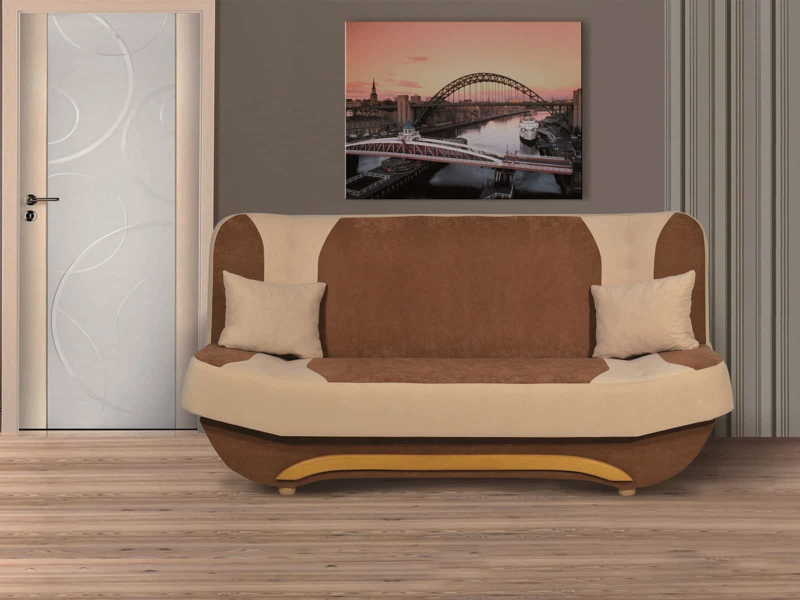 Pohovka EVA II, hnědá látka/béžová látka