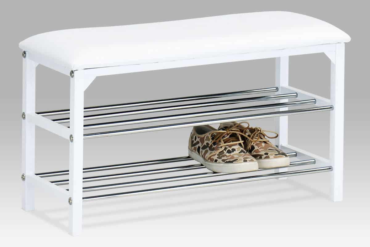 2-policový botník/taburet, bílá, 83168-13 WT