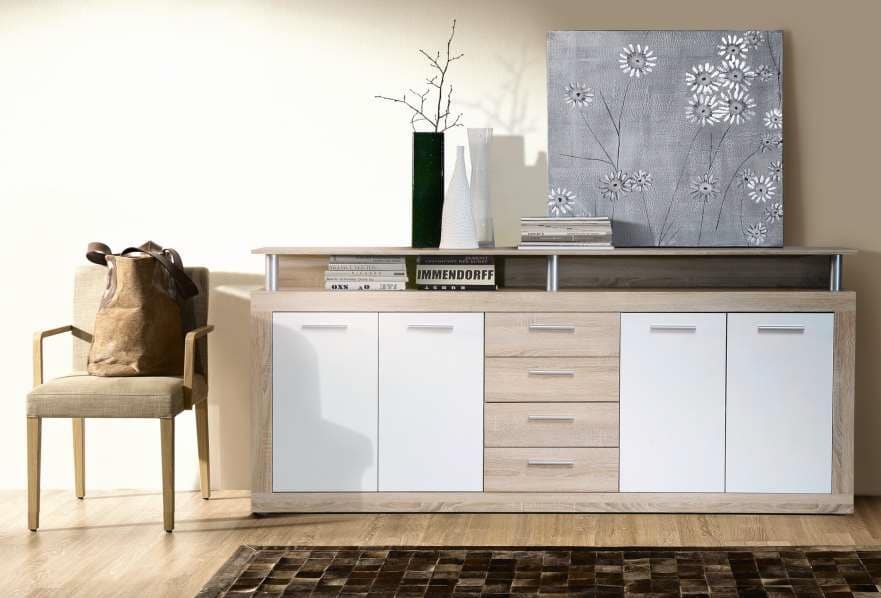 Komoda CAVA, dub sonoma/bílá