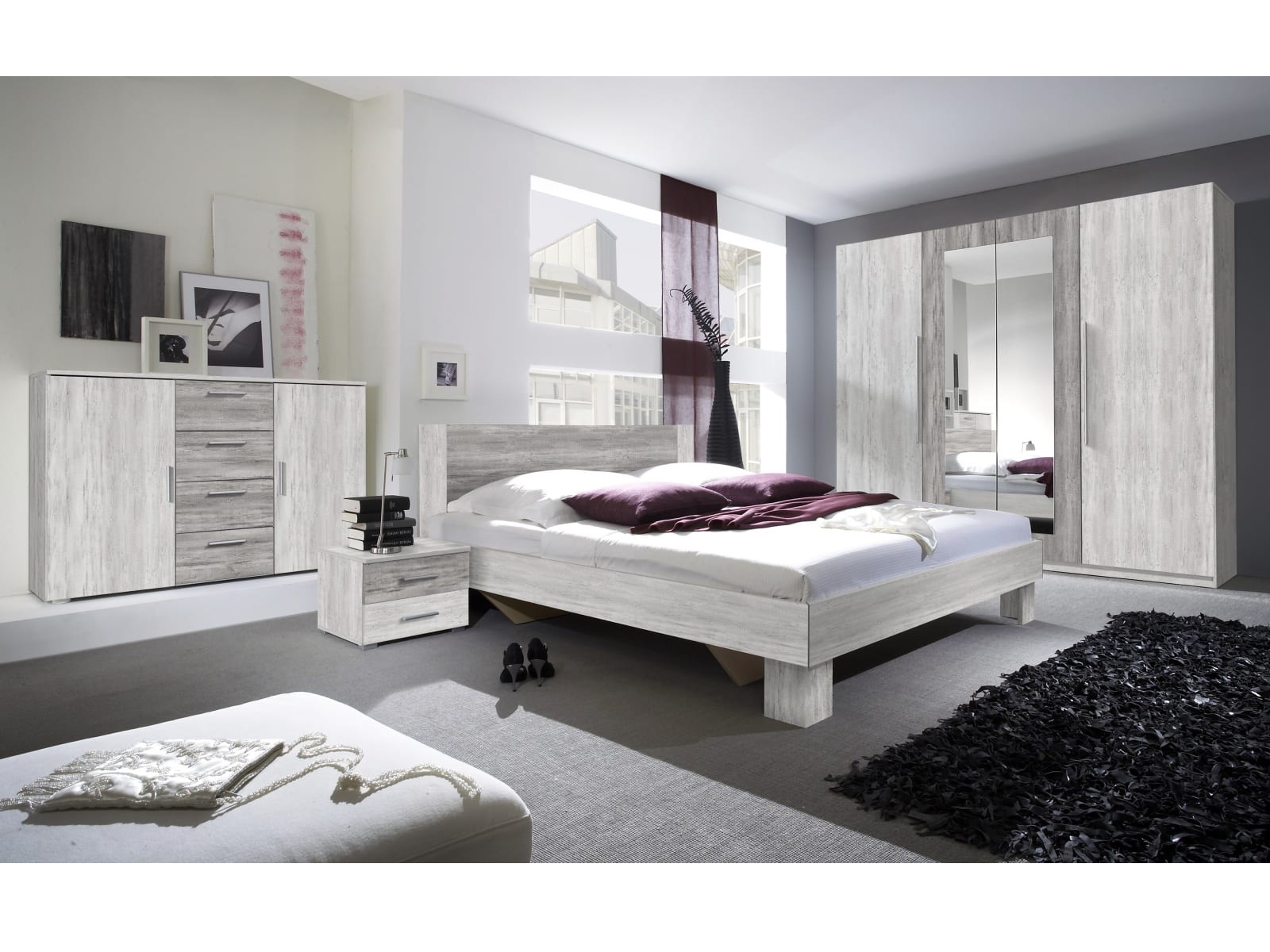 VERA ložnice s postelí 160x200, borovice canyon světlá/borovice canyon tmavá