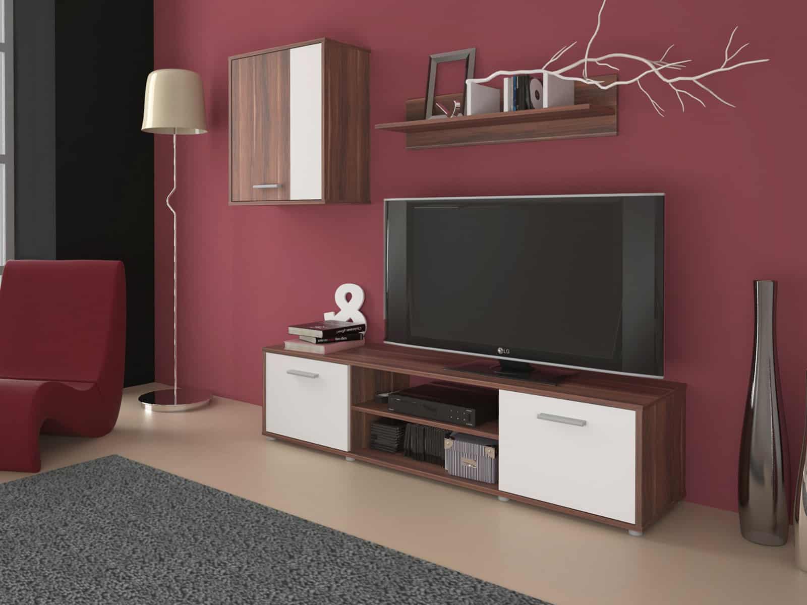 Obývací stěna Zuzana 1, švestka/bílá