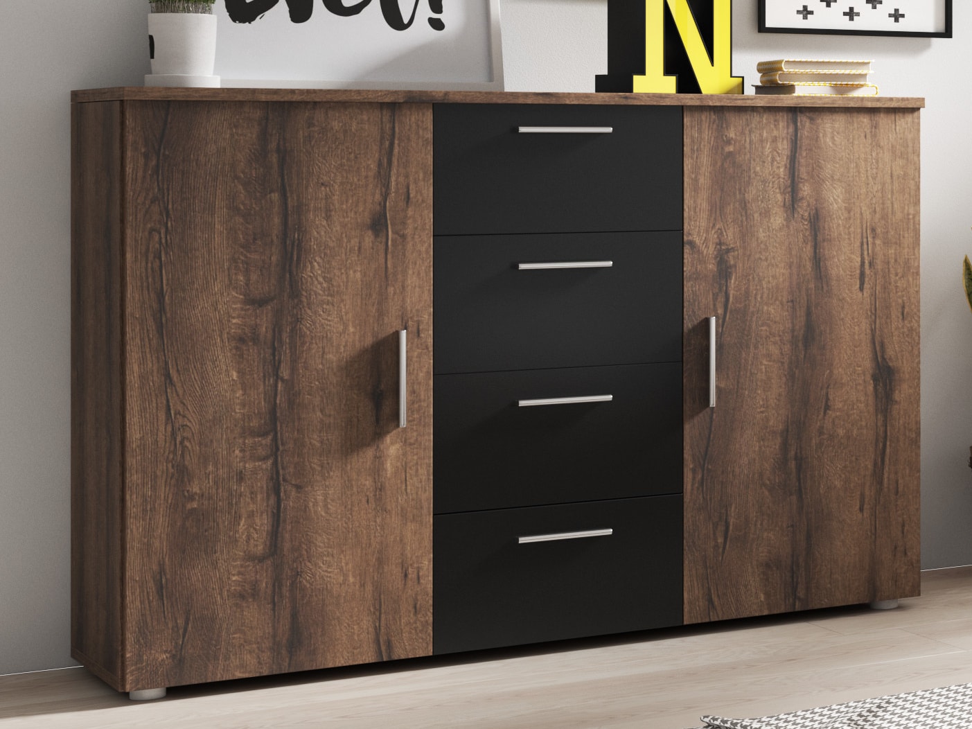 VERA komoda, dub monastery/černá