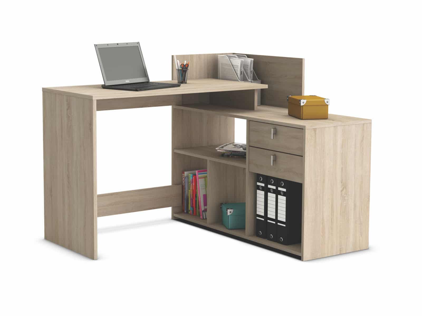 VISTA, univerzální rohový psací stůl, dub sonoma