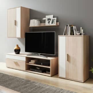 Obývací stěna NEJBY v barevné kombinaci dub sonoma/bílá