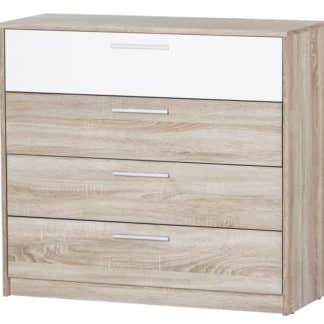 MILO, komoda 4S, dub sonoma/bílá