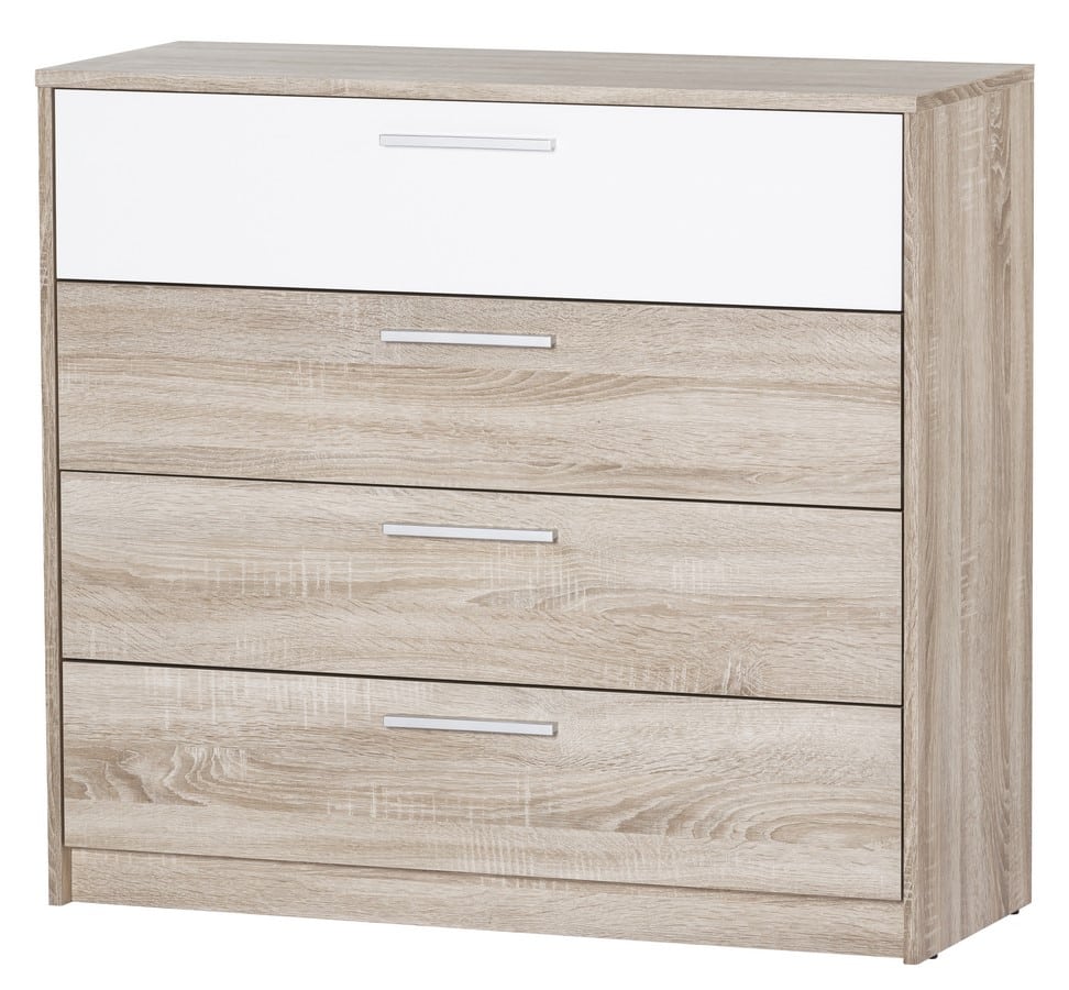 MILO, komoda 4S, dub sonoma/bílá