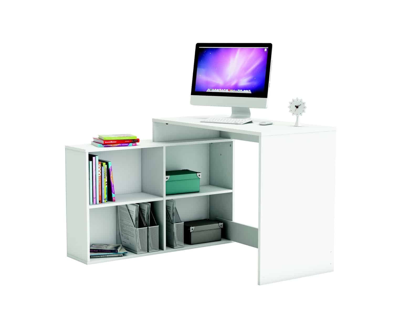 Univerzální rohový psací stůl CORNER, bílá