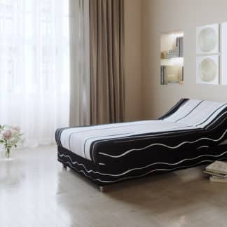 Postel NEJBY, 90x198 cm, čalouněná, černo-bílo-šedá