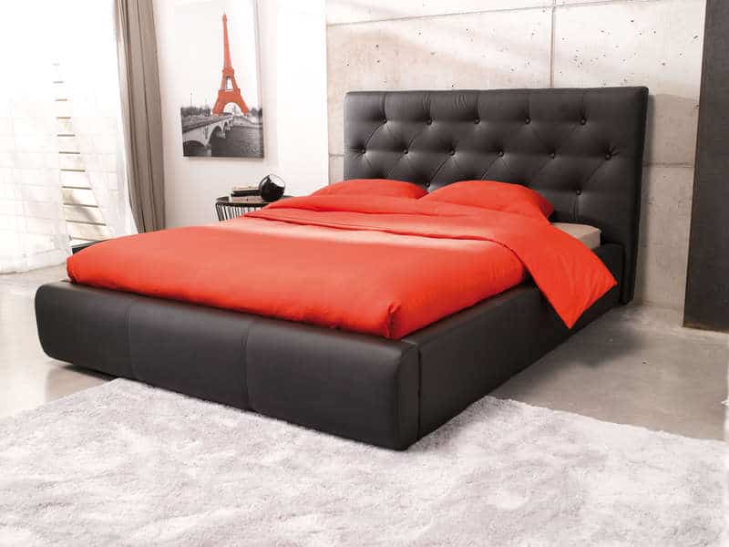 JASMINE, postel 140x200, černá ekokůže