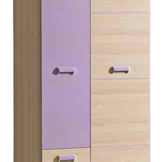 LORENTO, kombinovaná skříň L1, jasan/fialová
