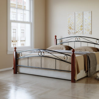 NEJBY, postel 180x200 cm s roštem, masiv/kov, třešeň antická
