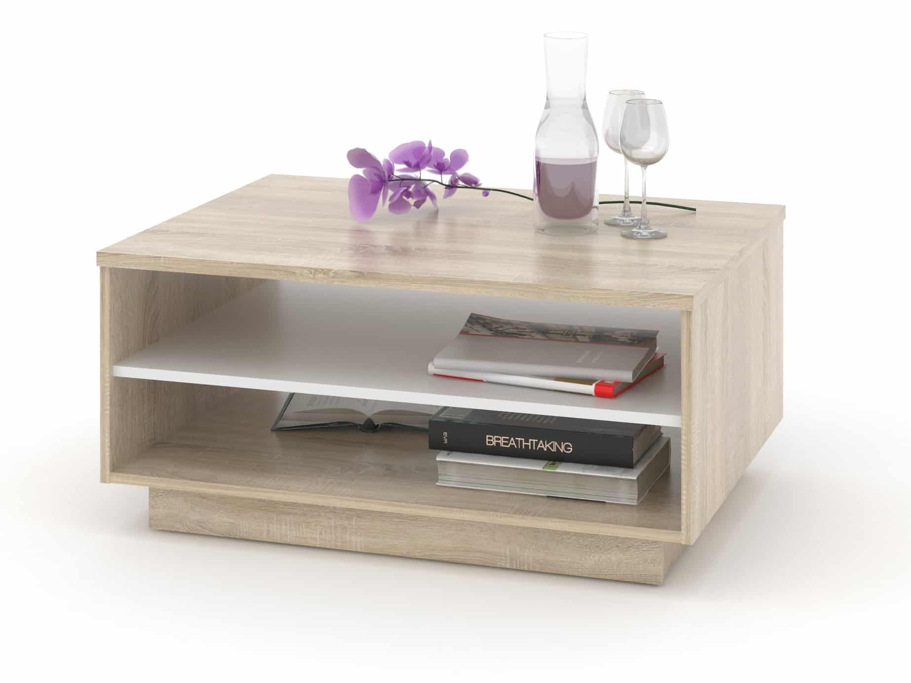 Konferenční stolek VENETO 01, dub sonoma/bílá