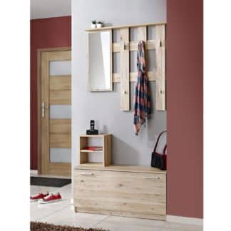 Předsíňová stěna RENO (věšák, botník, zrcadlo), dub sanremo