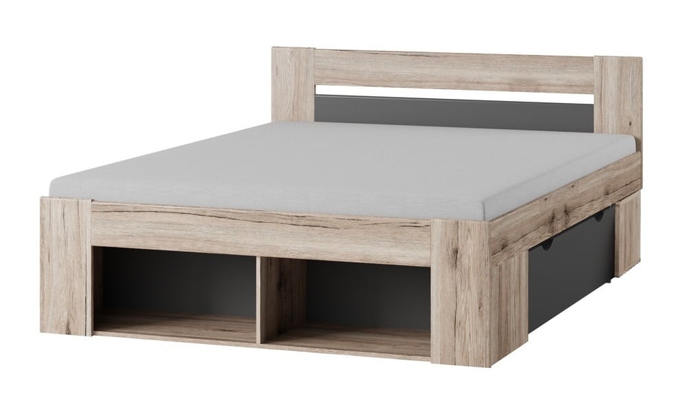 ROMA postel 160x200, dub/šedá
