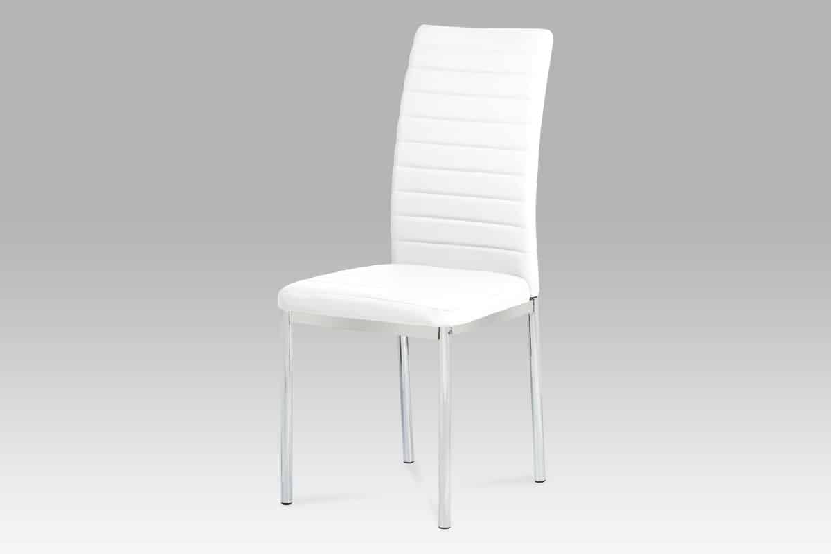 Jídelní židle, koženka bílá / chrom AC-1285 WT