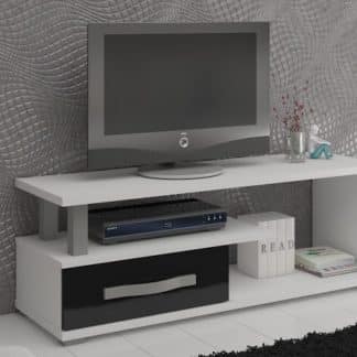 ANGEL TV stolek 1D, bílá/černý lesk