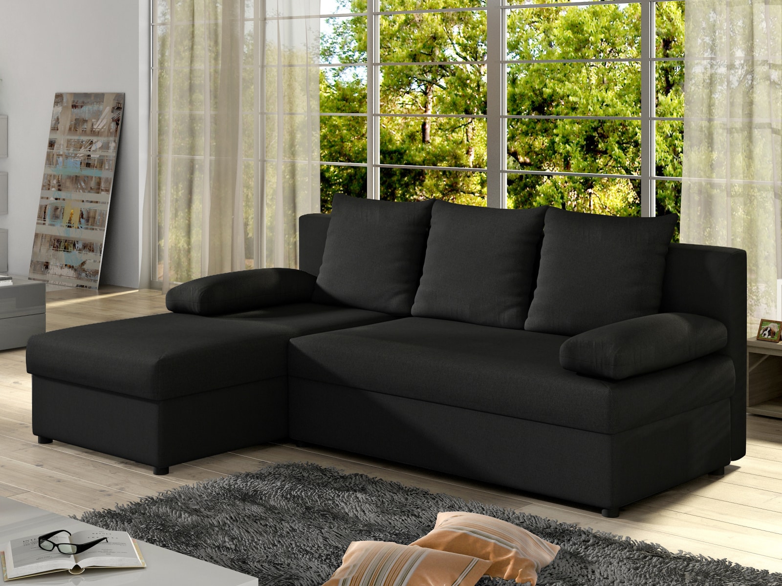 Rohová sedačka GINO 02, černá látka