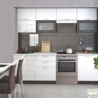 Kuchyně VALERIA 180/240 cm bez pracovní desky, wenge/bílý lesk