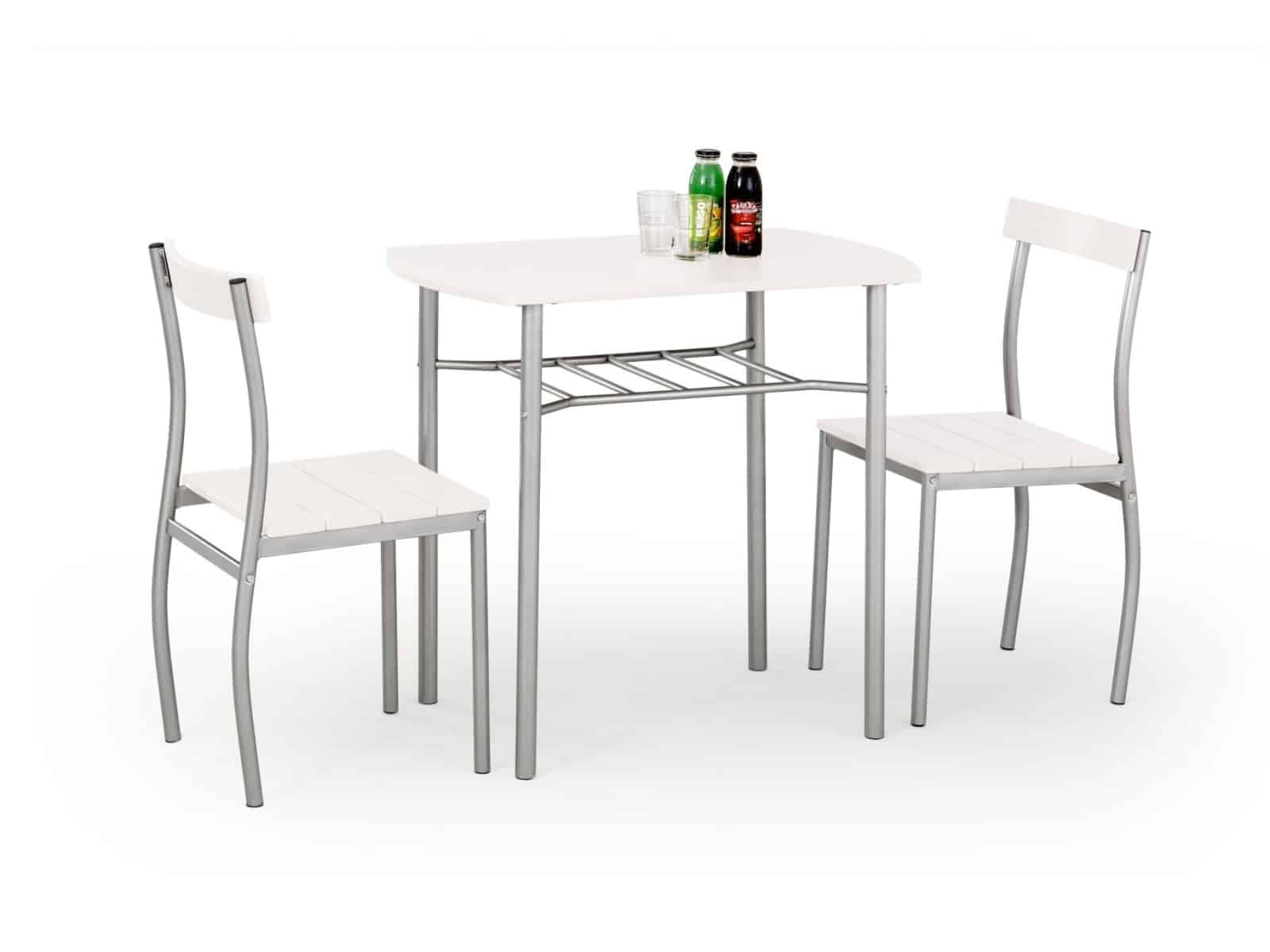 Jídelní set LANCE 1+2, bílá/kov