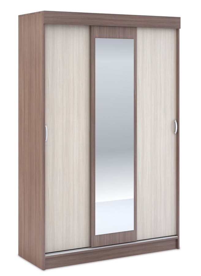 Šatní skříň BASIA 3D WK-551 se zrcadlem sv./tm. jasan šimo