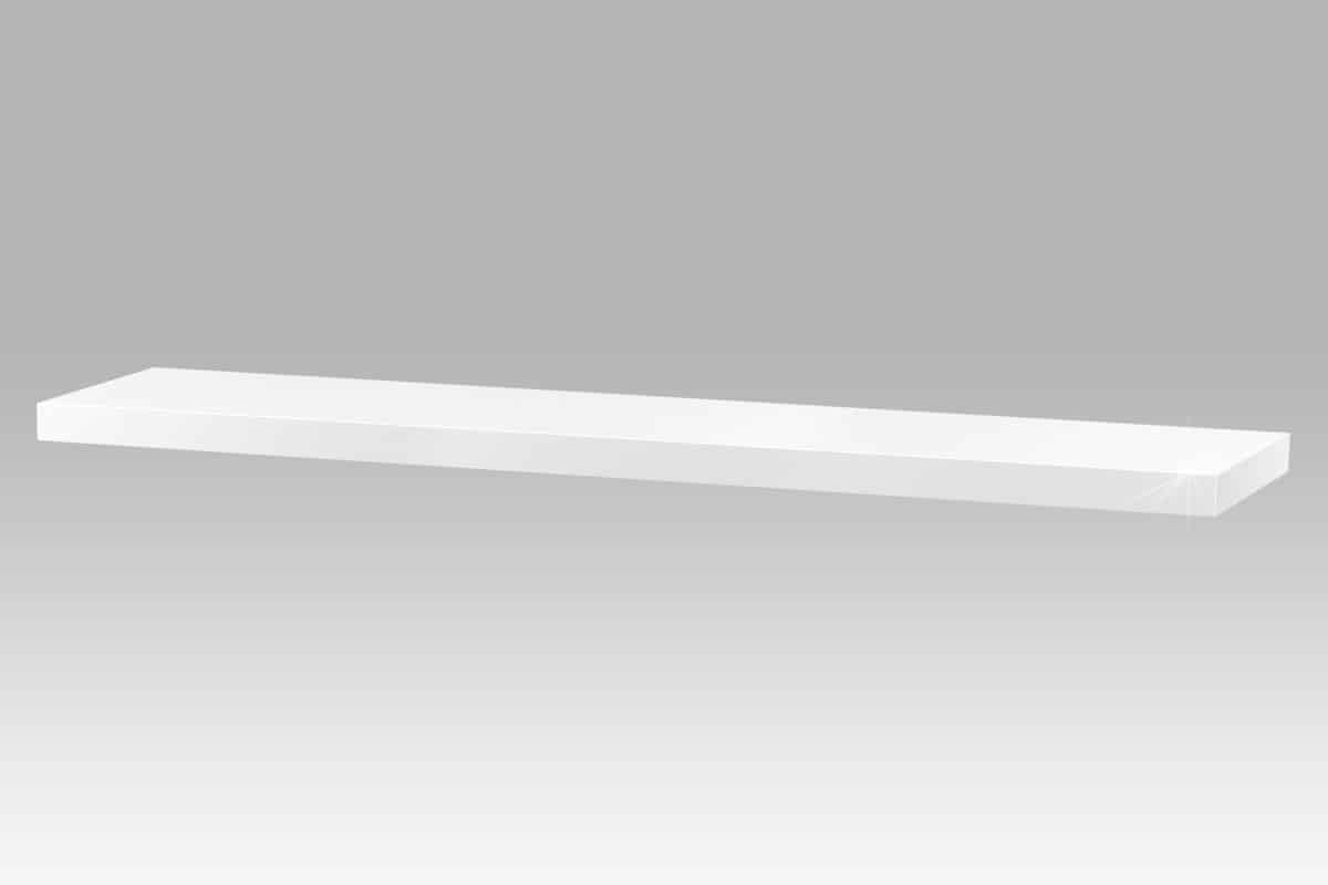 Nástěnná polička P-002 WT, 120cm, barva bílá - vysoký lesk