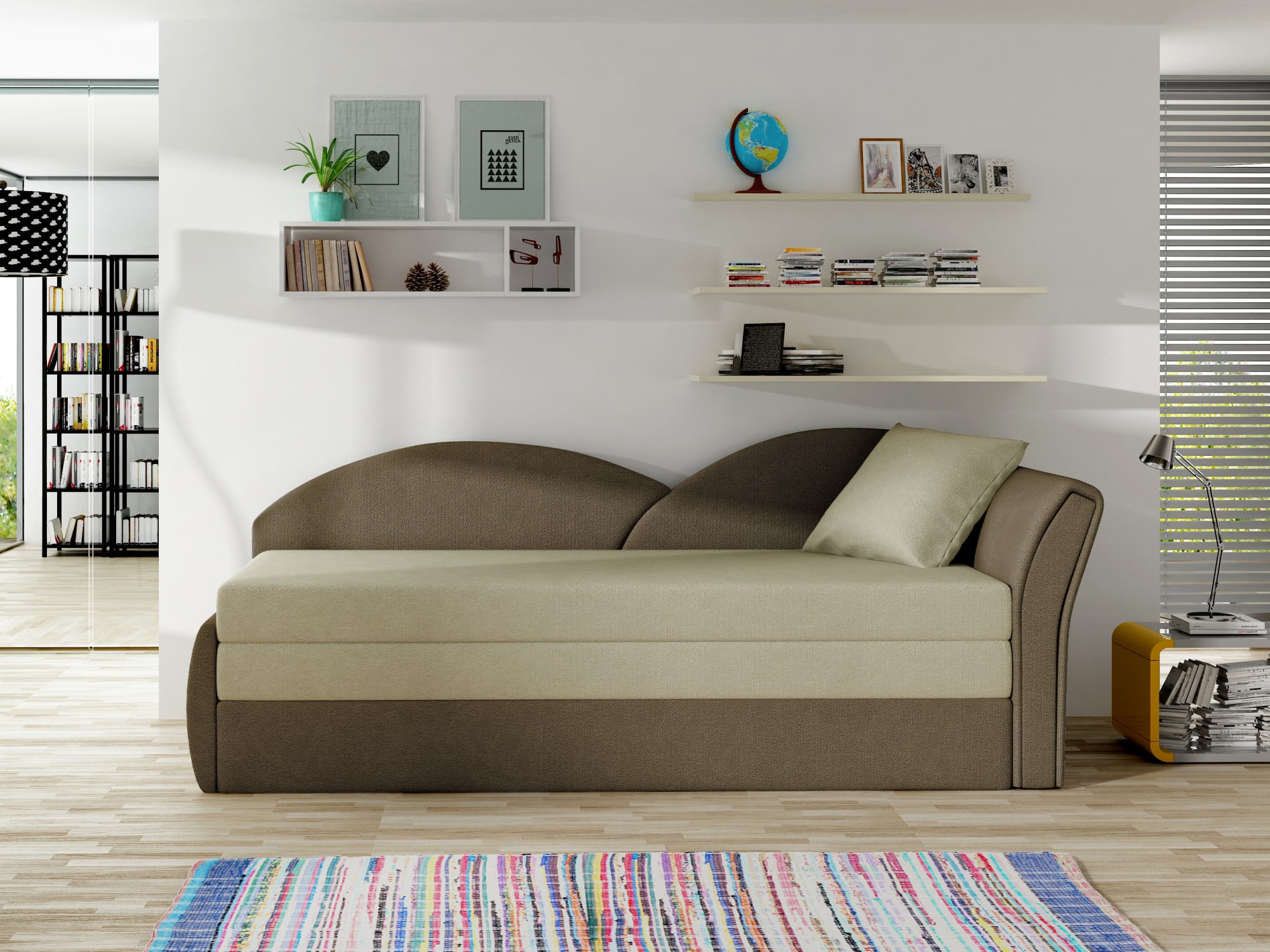 Pohovka AGA 16 pravá, béžová/hnědá