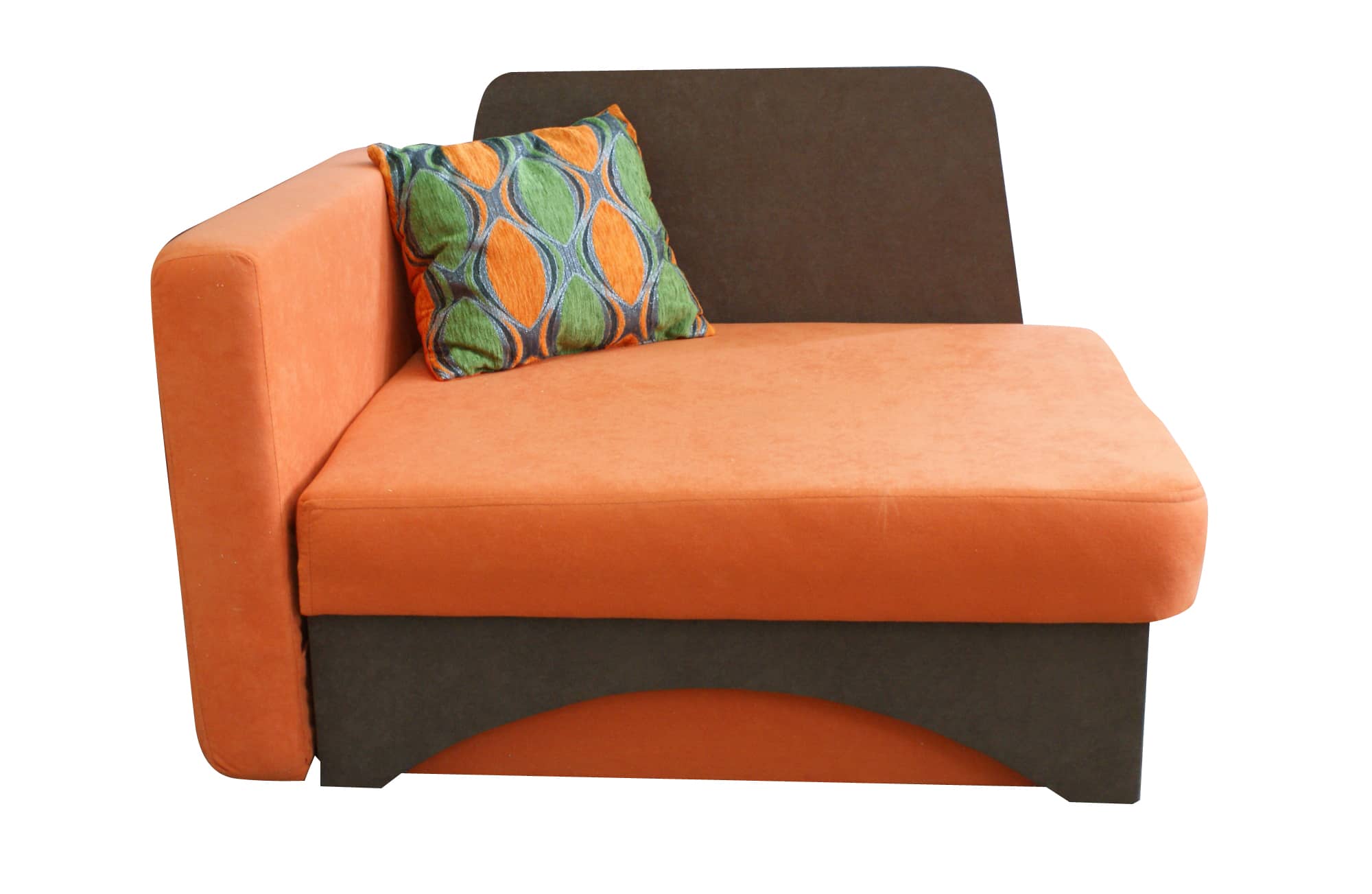 Křeslo rozkládací KUBÍK,látka oranžová/hnědá, levá