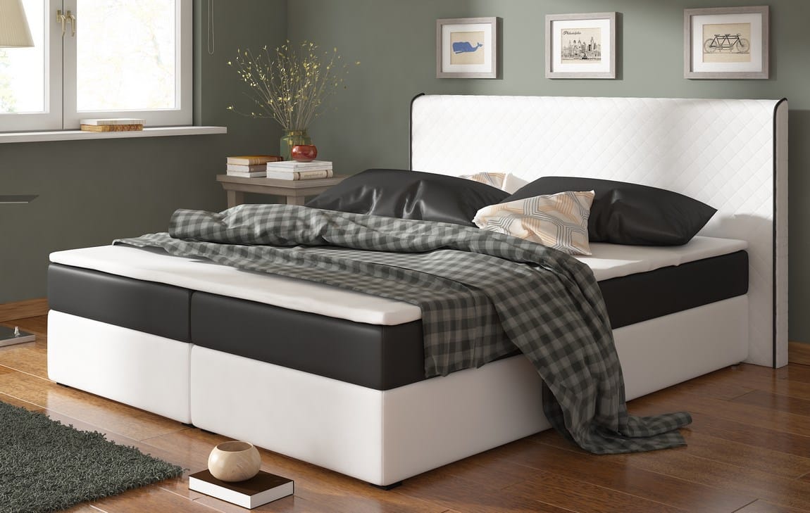 Postel s matrací BERGAMO 180x200cm ( PUR - bílá/černá )