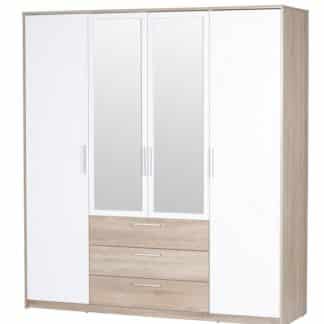 MILO, šatní skříň, dub sonoma/bílá