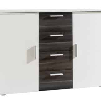 VERA komoda, bílá/ořech černý